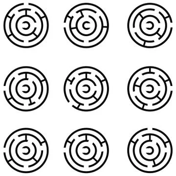 Maze icon set Illustrazione stock