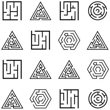 Maze icon set Illustrazione stock