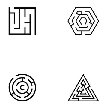 Maze icon set Stock Illustration