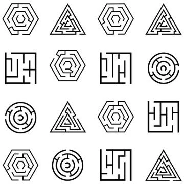 Maze icon set Illustrazione stock