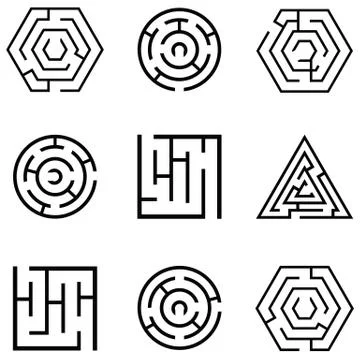 Maze icon set Stock Illustration
