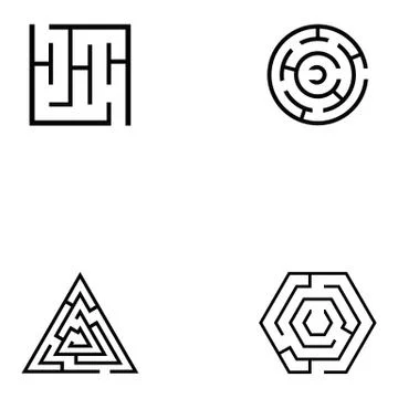 Maze icon set Stock Illustration