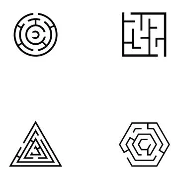 Maze icon set Stock Illustration