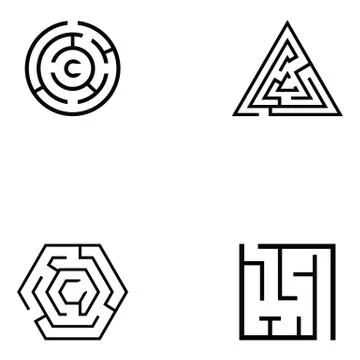 Maze icon set Illustrazione stock