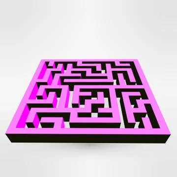 Maze labyrinth puzzle white on grey background. 3D Vector Stock Illustration