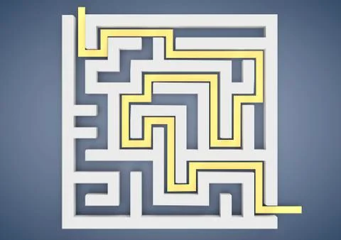 Maze, labyrinth with the solution, path to the exit, symbolic image for "path Illustrazione stock