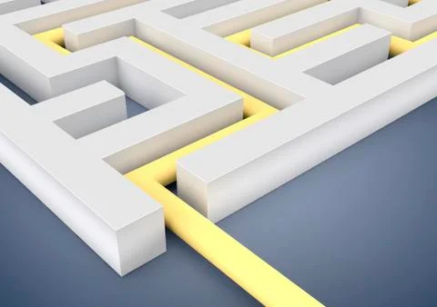 Maze, labyrinth with the solution, path to the exit, symbolic image for "path Stock Illustration