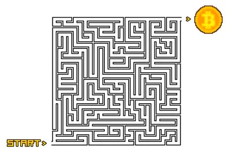 Maze labyrinth start bitcoin no solution Stock Illustration