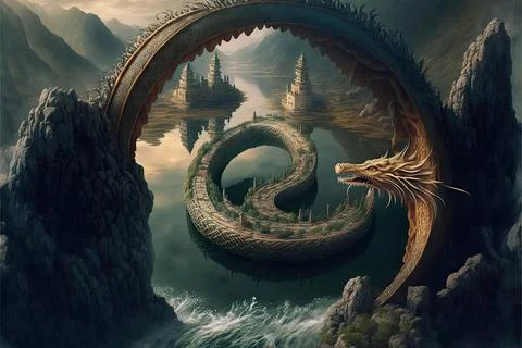 A Maze By A Large River Stock Illustration