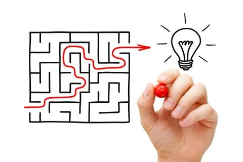 Maze light bulb concept Stock Photos