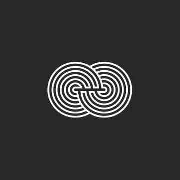 Maze logo design element, infinity symbol linear circles geometric shape, inf 스톡 일러스트