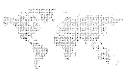 Maze map of the world, Vector illustration Stock-Illustration