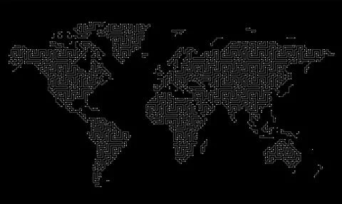 Maze map of the world, Vector illustration Stock Illustration