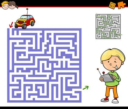 Maze or labyrinth activity task Cartoon Illustration of Education Maze or ... Stock Photos