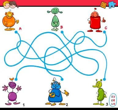 Maze path activity for kids Illustrazione stock