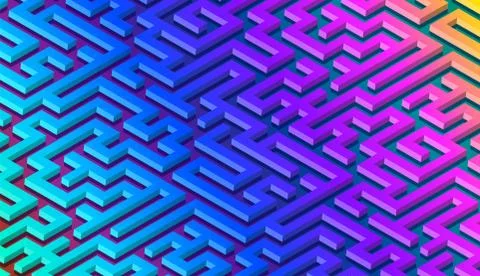 Maze pattern abstract background with vibrant labyrinth for poster or wallpap Stock Illustration