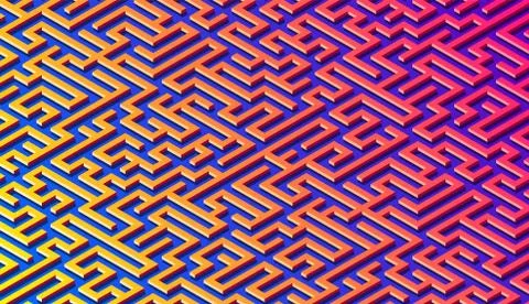 Maze pattern abstract background with vibrant labyrinth for poster or wallpap Stock Illustration