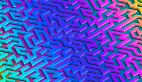 Maze pattern abstract background with vibrant labyrinth for poster or wallpap Illustrazione stock