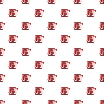 Maze pattern finding solution with red arrow Illustrazione stock