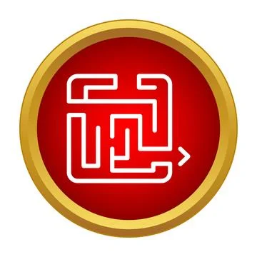 Maze problem showing solution path and strategy icon Stock Illustration