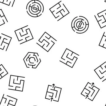 Maze Puzzle Different Vector Seamless Pattern Stock Illustration
