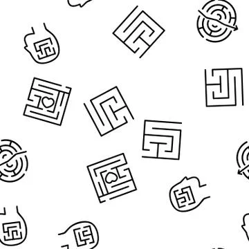 Maze Puzzle Different Vector Seamless Pattern 스톡 일러스트
