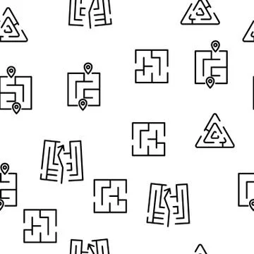 Maze Puzzle Different Vector Seamless Pattern Stockillustratie
