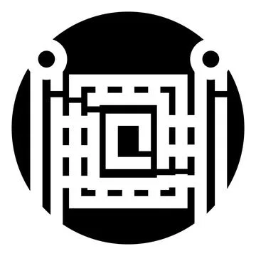 Maze puzzle icon navigating the right solution path Stock Illustration