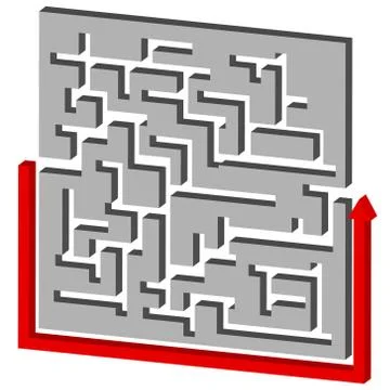 Maze Puzzle Solution 스톡 일러스트