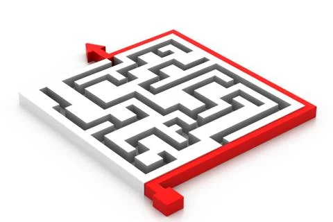 Maze puzzle solved. Stock Illustration
