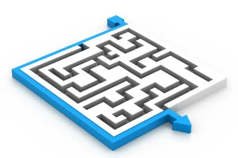Maze puzzle solved. Stock Illustration