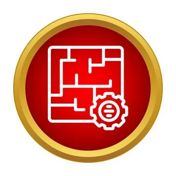 Maze puzzle solving with cogwheel settings icon Illustrazione stock