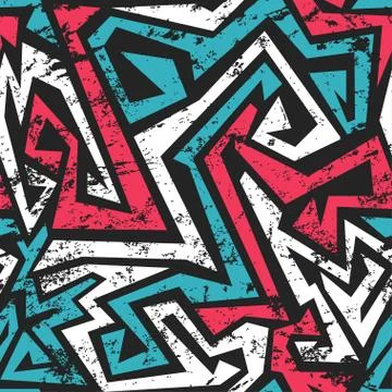 Maze seamless pattern with grunge effect Stock Illustration