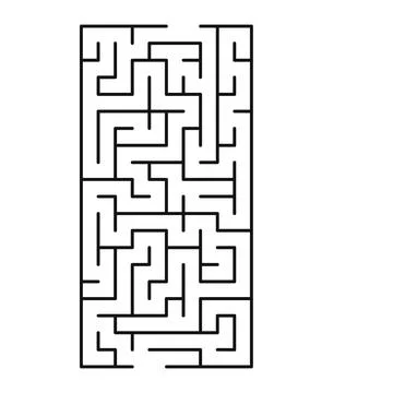 Maze shape design element. There is one entrance and exit and one correct p.. Stock Illustration