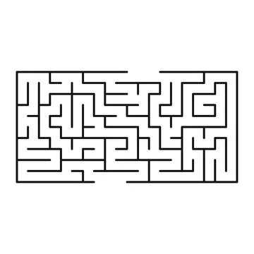 Maze shape design element. There is one entrance and exit and one correct pat Illustrazione stock