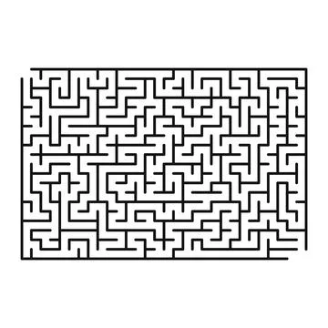 Maze shape design element. There is one entrance and exit and one correct p.. 스톡 일러스트
