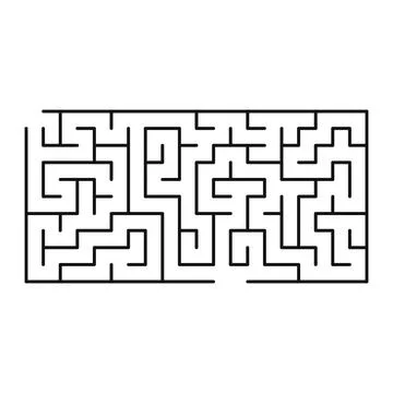 Maze shape design element. There is one entrance and exit and one correct pat Illustrazione stock