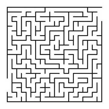 Maze shape design element. There is one entrance and exit and one correct p.. 스톡 일러스트