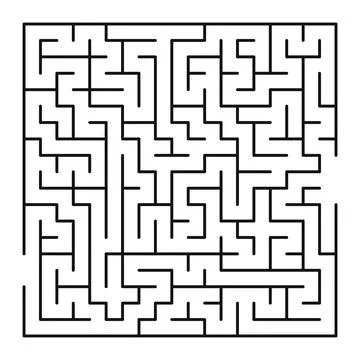 Maze shape design element. There is one entrance and exit and one correct p.. 스톡 일러스트