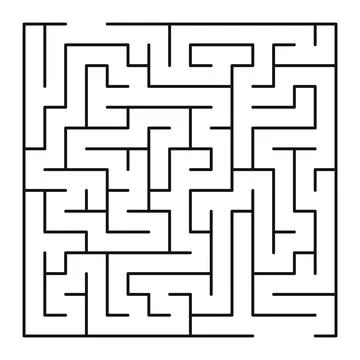 Maze shape design element. There is one entrance and exit and one correct p.. 스톡 일러스트