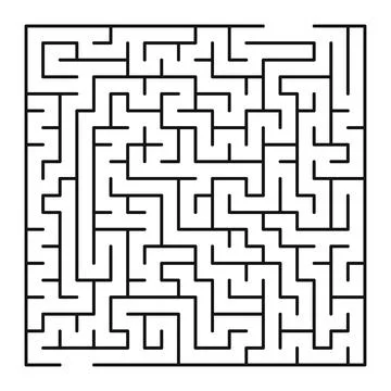 Maze shape design element. There is one entrance and exit and one correct pat Stock Illustration