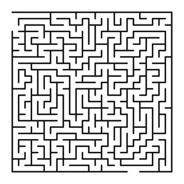 Maze shape design element. There is one entrance and exit and one correct pat 스톡 일러스트