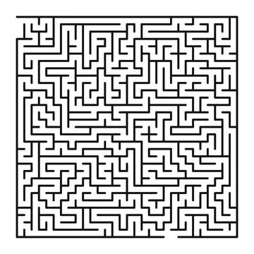 Maze shape design element. There is one entrance and exit and one correct p.. 스톡 일러스트