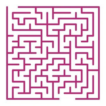 Maze shape design element. There is one entrance and exit and one correct p.. Illustrazione stock