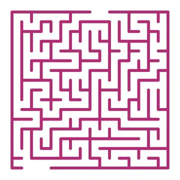 Maze shape design element. There is one entrance and exit and one correct pat Illustrazione stock