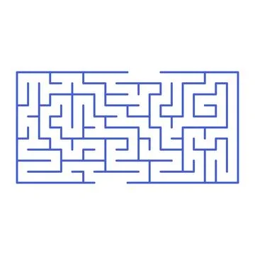 Maze shape design element. There is one entrance and exit and one correct pat Illustrazione stock