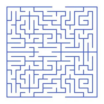 Maze shape design element. There is one entrance and exit and one correct pat Illustrazione stock
