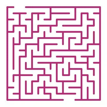 Maze shape design element. There is one entrance and exit and one correct p.. Illustrazione stock