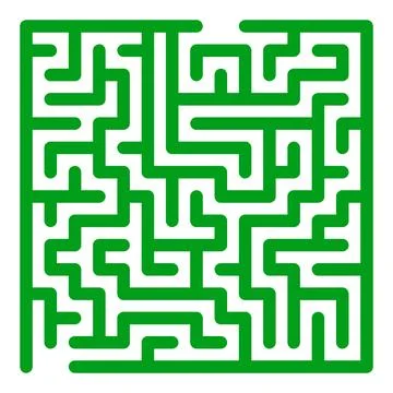 Maze shape design element. There is one entrance and exit and one correct p.. Illustrazione stock