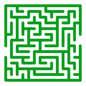 Maze shape design element. There is one entrance and exit and one correct pat Illustrazione stock